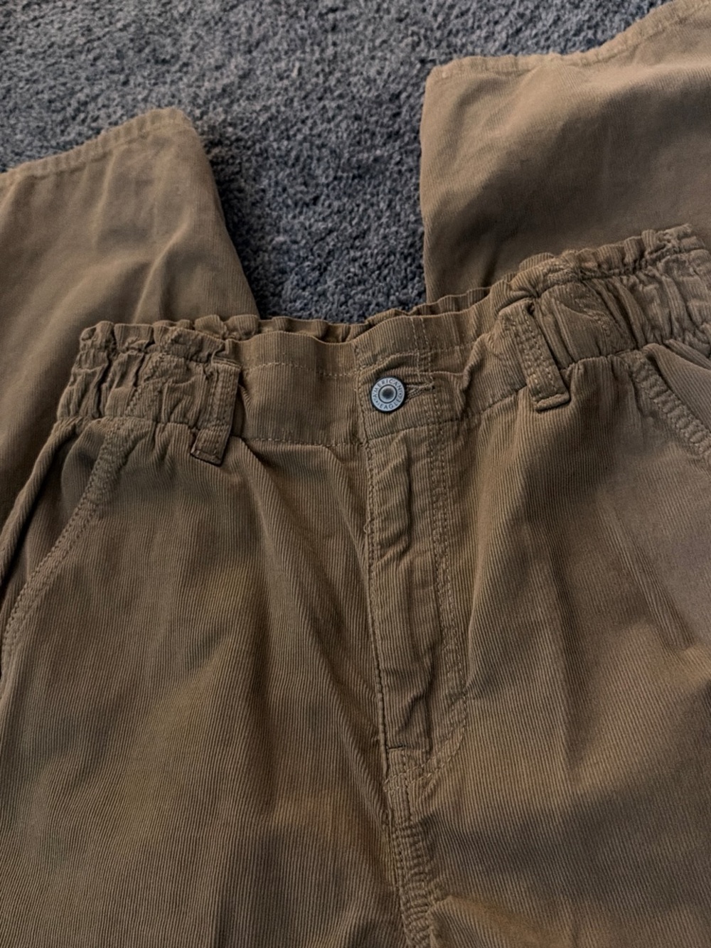 American Eagle Outfitters Corduroy Elastic-Waist Pants in Brown